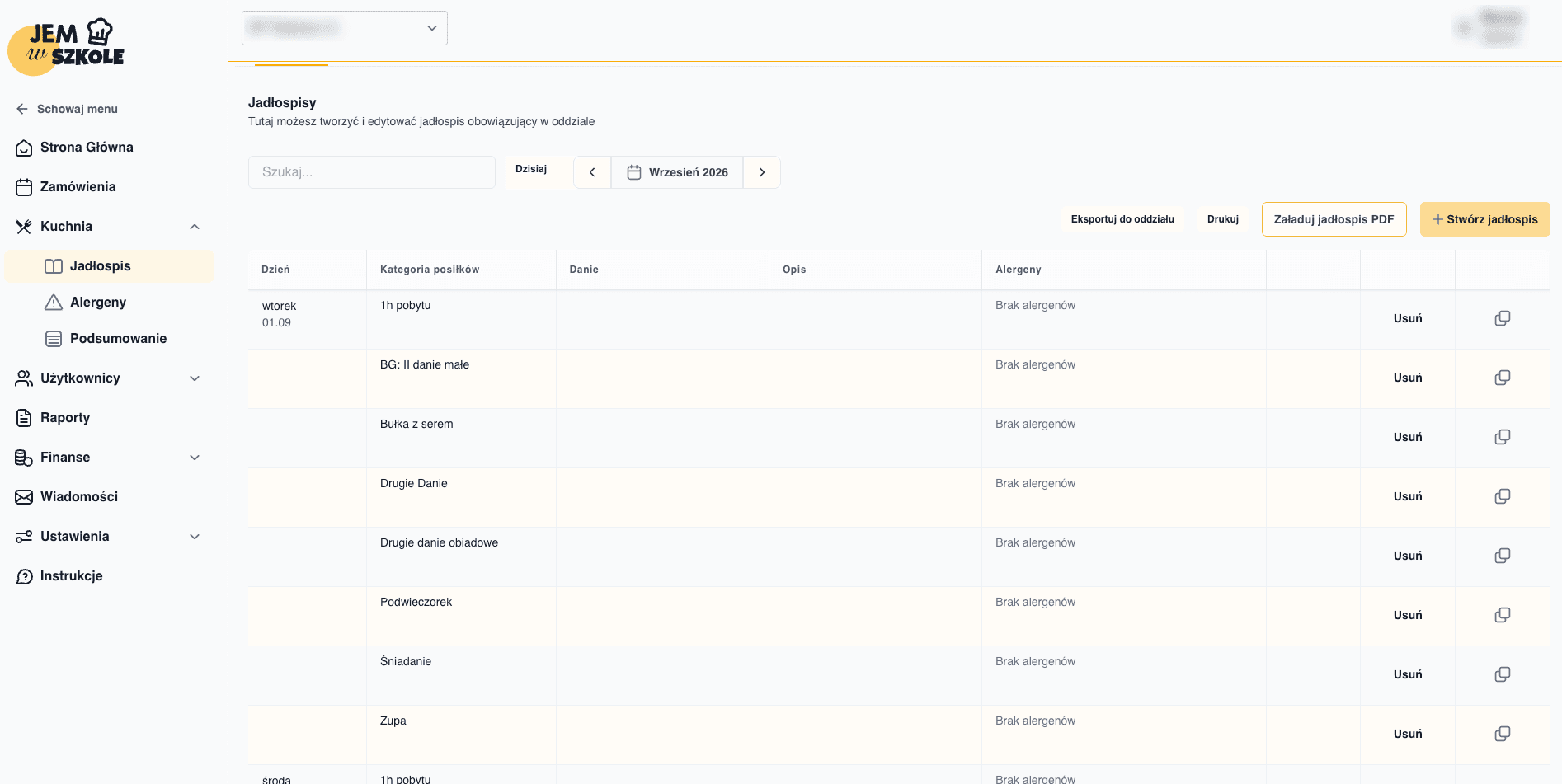 School admin panel in jemWszkole.pl