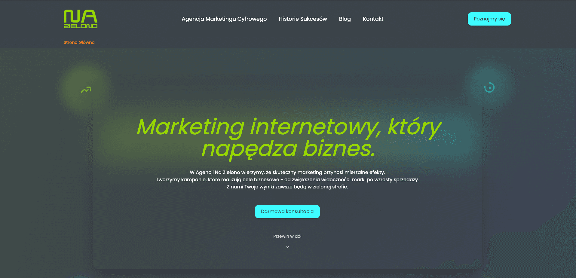 nazielono.pro home page on desktop