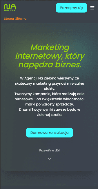 Strona główna nazielono.pro na telefonie